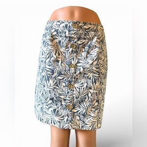 Cotton basic LOFT navy and White Skater Mini Skirt button front backyard BBQ